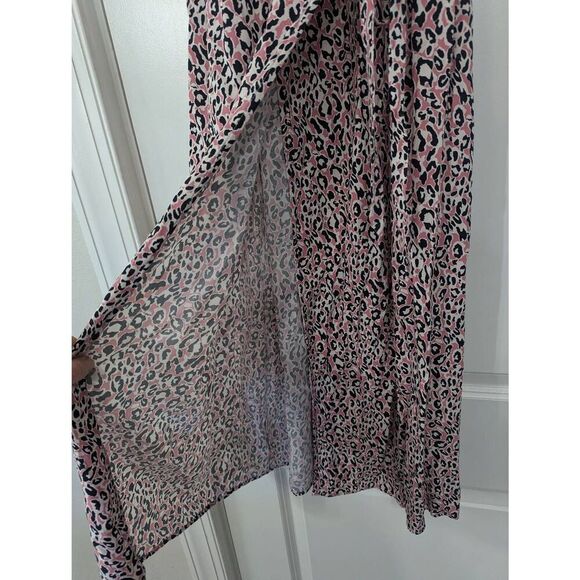 J. Crew Leopard Print Midi Wrap Dress women's size small pink black - Picture 4 of 7
